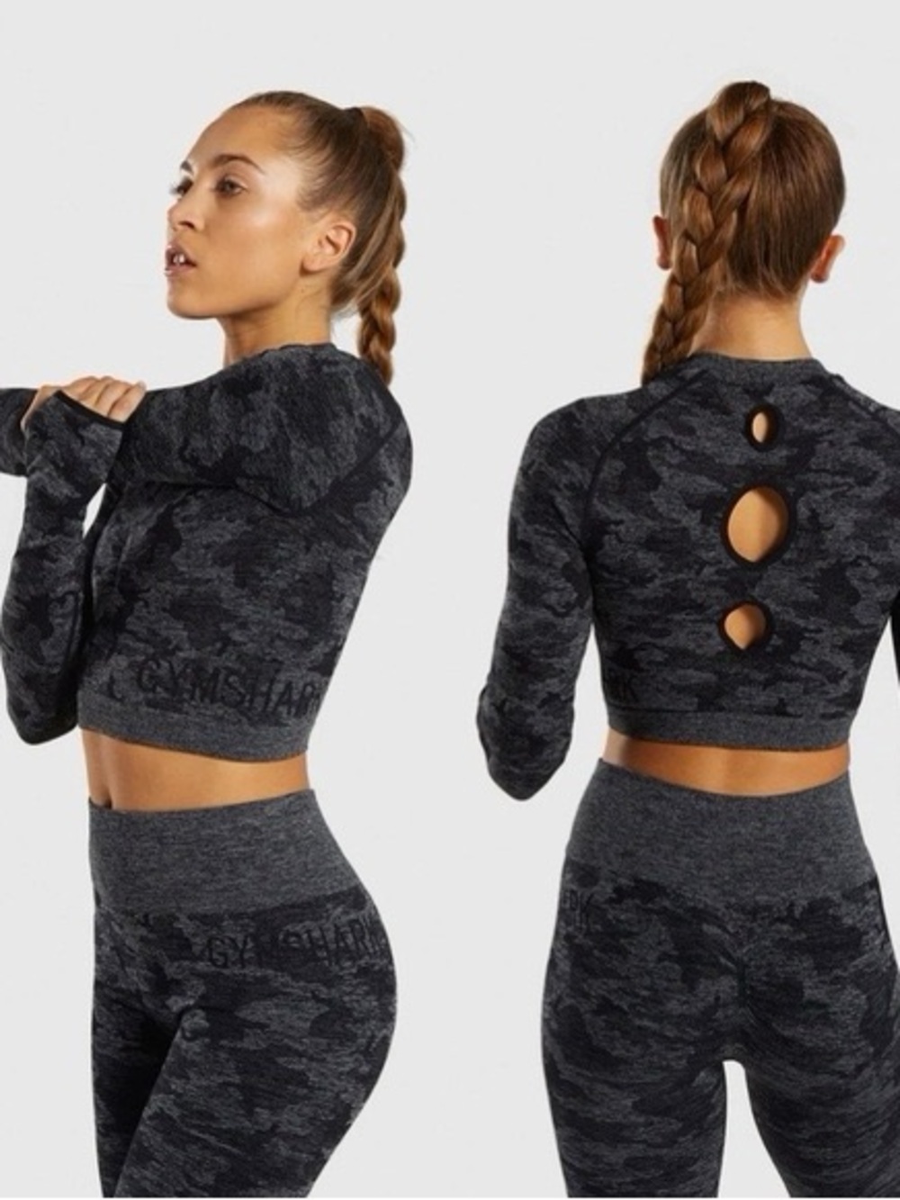 Gymshark Adapt Camo Seamless Crop Top Long Sleeve Medium